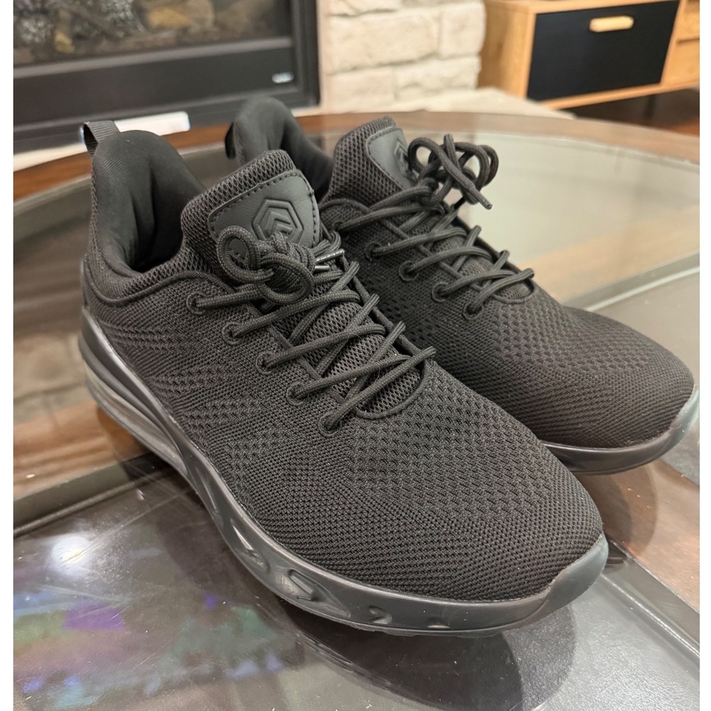 Larnmern Mens Slip Resistant Work Shoes Black Knit Mesh Sneakers LCA21107SWR 10